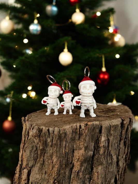 3 Santa Hat Skeleton keychains