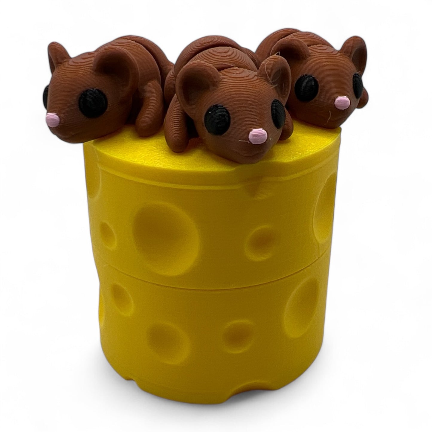 3 mice with cheese container